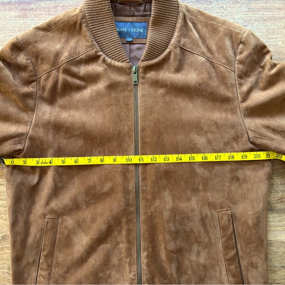 Suede Bomber Jacket Men’s Size Small by SLATE + STONE P2P 21 - Picture 12 of 13